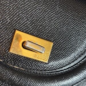 Bally Black Textured Leather Bag with Gold Accent